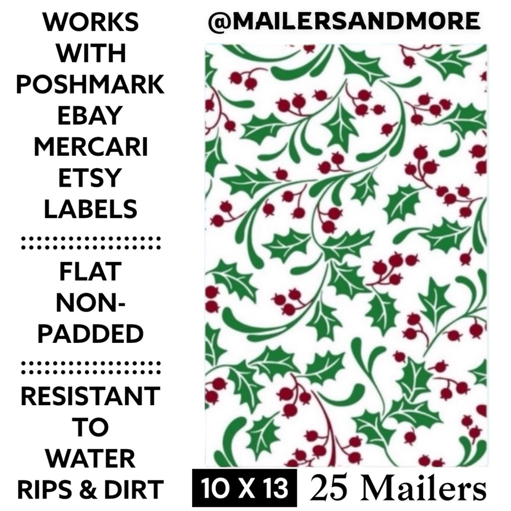 25 10X13 Poly Mailers Holly Berry Christmas PRICE IS FIRM